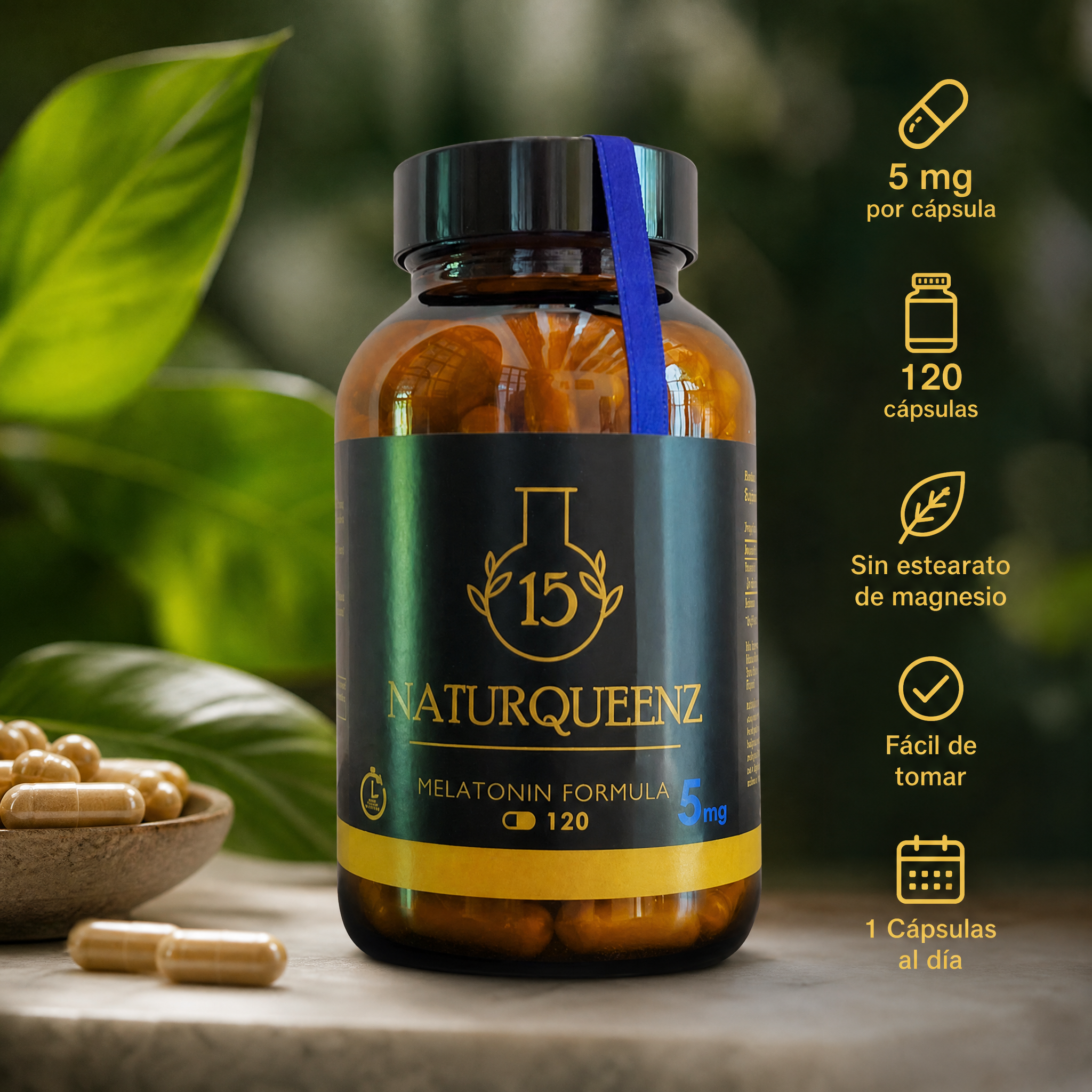 Melatonina 5 mg Naturqueenz: La Dosis Perfecta para Sincronizar tu Sueño y Descansar de Verdad